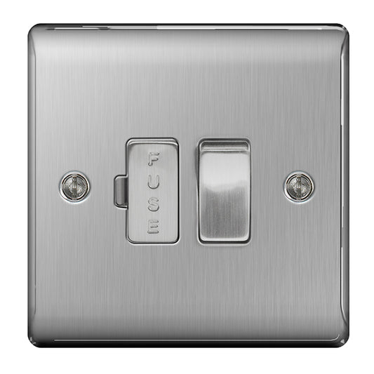 Switch Fused Spur Connection Unit 13Amp Brushed Steel Stainless Steel BG NBS50