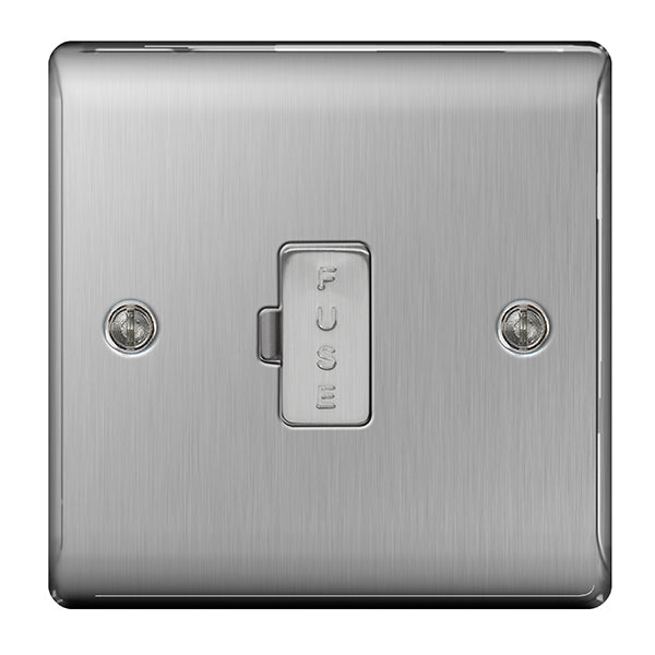 Fused Spur Unswitched 13Amp Brushed Steel Stainless Steel BG NBS54