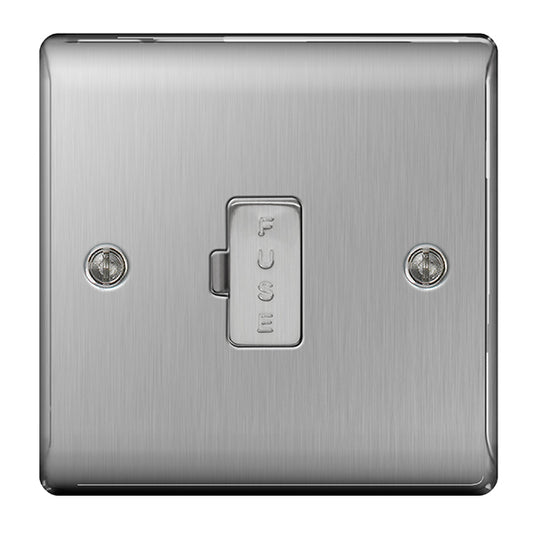 Fused Spur Unswitched 13Amp Brushed Steel Stainless Steel BG NBS54