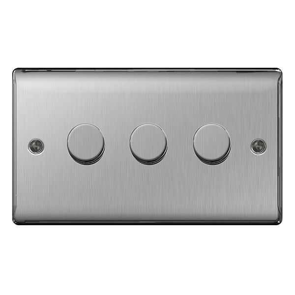 3G 2W LED Dimmer Stainless Steel Brushed Steel BG NBS83