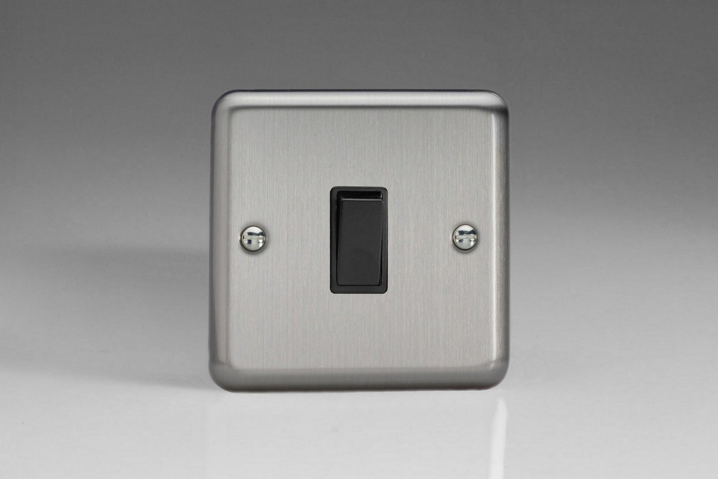 Single Light Switch 1G 2W Matt Chrome Stainless Steel Varilight Black Insert